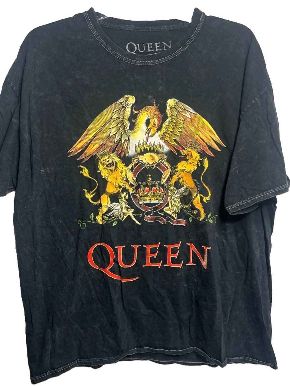 Queen Graphic T-shirt Men XL Black Wash Short Sleeve Music Official Merch